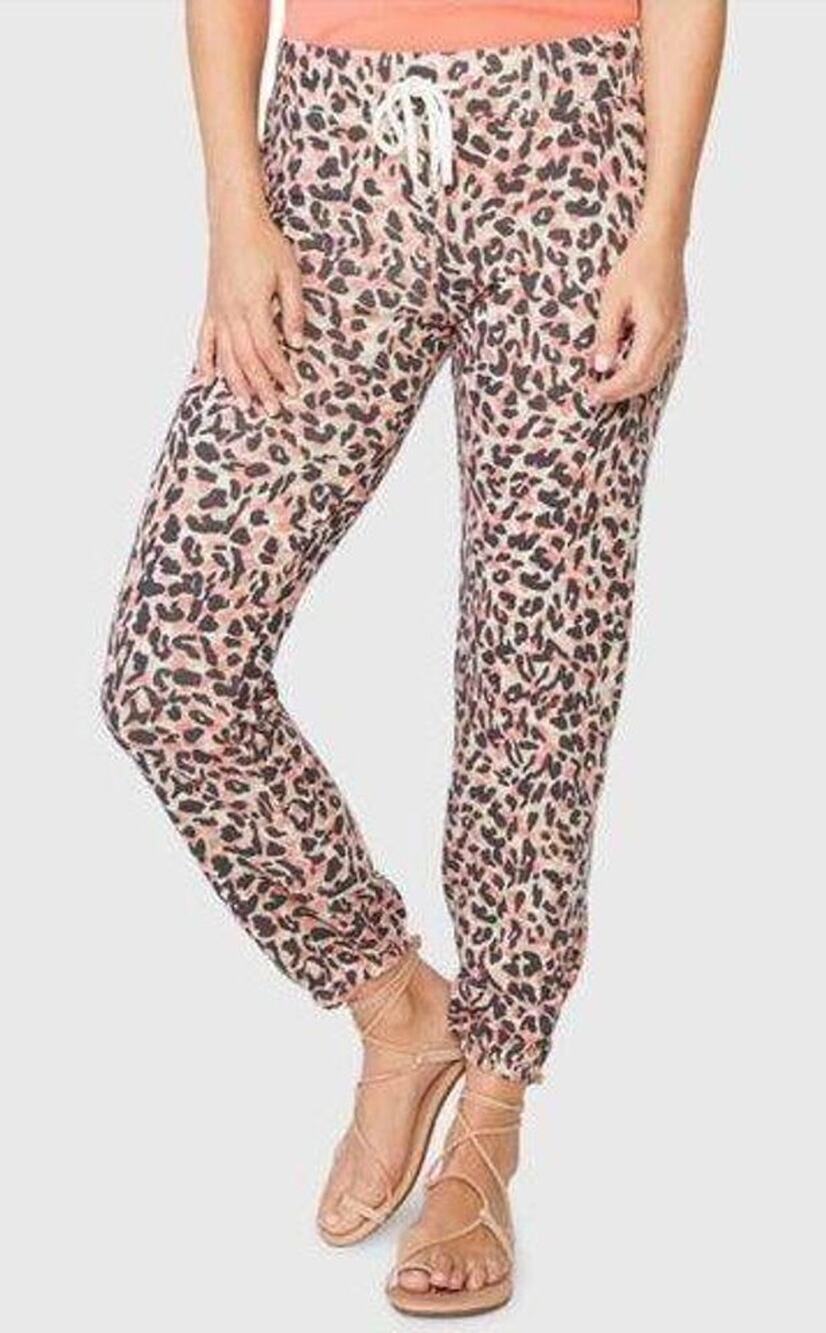 Monrow Small NWT Orange Leopard Print Joggers Soft Cozy Lounge